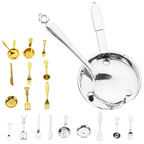 Warmhm 2 Sets Puppen Minigeschirr Küchenspielbesteck Löffel Servierutensilien Kleines Hauszubehör Mini Ornamente Kinderspielzeug Mädchenspielzeug von Warmhm