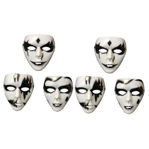 Warmhm 2 Stück 3 Masken aus Pappmaché Opern-Maskerade-Masken Cosplay-Maske gruselige Maske selbstgemacht voll gotische Maske Cos-Maske Halloween bilden Geistermaske Geistertanz von Warmhm