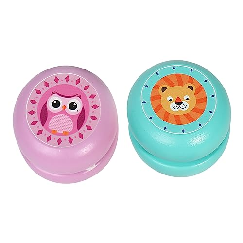 Warmhm 2stücke Holz-yoyo-Spielzeug Mit Niedlichem Cartoon-tierdesign Yoyo-Ball Für Junge Mädchen Fördert Farberkennung Und Handgelenkstärke Beliebter Spaß Für Kleine Zufällige von Warmhm