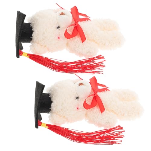 Warmhm 2 Stück Dr Bär Puppe Mini Abschluss Plüschbären Mini Plüschbär Puppe Bär Kuscheltier Abschlussbär Figur Abschlussbär Mit Mütze Weicher Abschlussbär Beige Plüsch von Warmhm