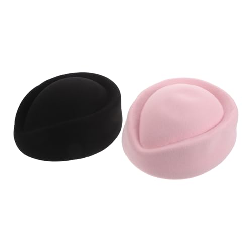 Warmhm 2 Stück Flight Attendant Hüte Damen Imitation Wollfilz Air Hostess Mütze Professionell Komfortabel Robust Bühnenkostüm Zubehör Rosa Schwarz Warmhm 2 Stück Flight Attendant Hüte Damen Imitation Wollfilz Air Hostess Mütze Professionell Komfortabel Robust Bühnenkostüm Zubehör Rosa Schwarz von Warmhm