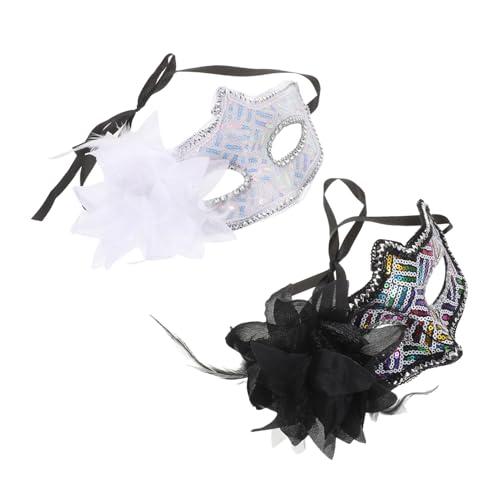 Warmhm 2 Stück Halbgesichts Masken für Damen mit Schimmernden Pailletten und Floralem Leichte Party Masken für Halloween Karneval Ball und Kostümfeiern Komfortabel und von Warmhm