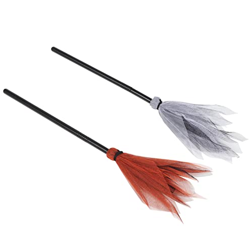 Warmhm 2 Stück Halloween Hexenbesen Deko Leichtes Abnehmbares Strohbesen Requisit für Erwachsene Hexenkostüm Party Zubehör für Gruselige Kinderpartys und Bühnenauftritte von Warmhm