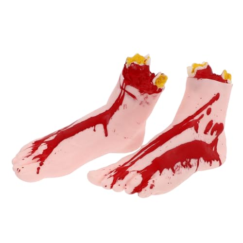 Warmhm 2 Stück Halloween blutige Hand Halloween Party Halloween Scherzartikel Horrordekorationen Halloween -Korb gruselige Fälschung gefälschtes Fußspielzeug lustige Trickrequisiten Vinyl von Warmhm