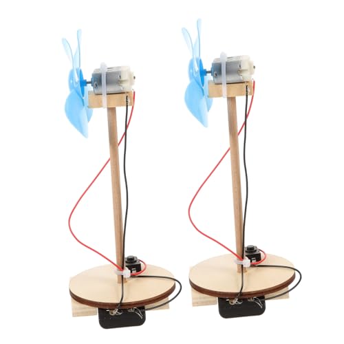 Warmhm 2 Stück Handgefertigter Elektrischer Motor Wissenschafts-kit Klein Elektrischer Experimentierkasten Lüfter Mini-handfächer Tragbarer Rot von Warmhm