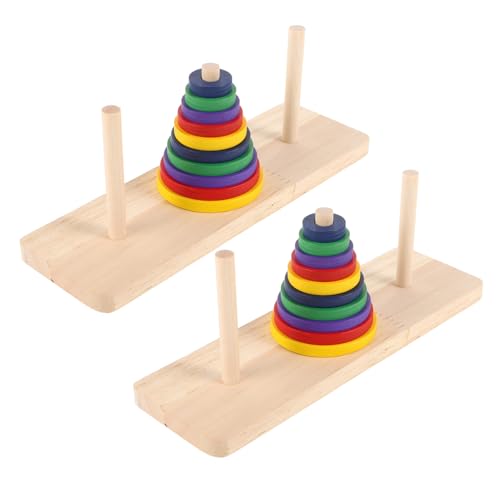 Warmhm 2 Stück Holzspielzeug Tower of Hanoi Puzzle für Erwachsene Intelligentes Denkspiel für DIY Partys Fördert Kreativität und Problemlösungsfähigkeiten Sicher von Warmhm