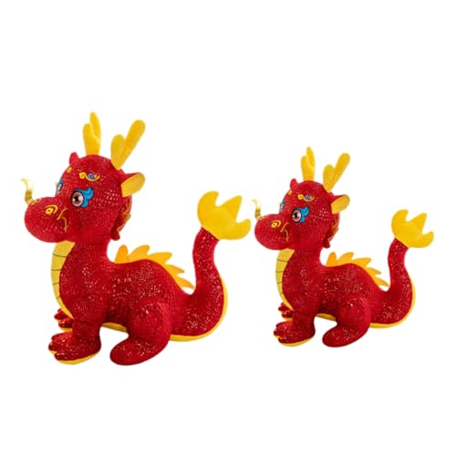 Warmhm 2 Stück Jahr des Drachen Maskottchen Puppe Chinesisches Neujahrsgeschenk Drache Neujahrsspielzeug Plüschtier Ausgestopftes Drachenspielzeug Drachenspielzeug von Warmhm