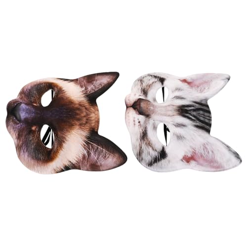 Warmhm 2 Stück Katzenmasken Cosplay Maske mit Realistischem Fellmuster und Leicht und Bequem für Halloween Karneval Kostümparty und Maskerade Warmhm 2 Stück Katzenmasken Cosplay Maske mit Realistischem Fellmuster und Leicht und Bequem für Halloween Karneval Kostümparty und Maskerade von Warmhm