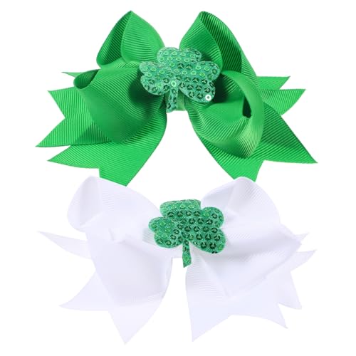 Warmhm 2 Stück Klee Haarschmuck Klammer seidenband Mini-Haarspangen Haarspangen für kleine Mädchen stutzenhalter schleifen haarspange dekorative Haarnadel Party Haarspangen Metall von Warmhm