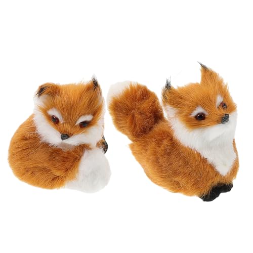 Warmhm 2 Stück Kleine Fuchsverzierung Simulationstiere Kuscheltiere Aus Dem Wald Plüschtier Fuchs Simulation Plüschtiere Fox Plüsch Fox -Statue Waldornamente Plastik Light Brown von Warmhm