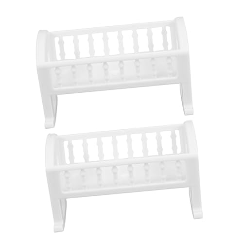 Warmhm 2 Stück Krippenmodell Kinderbett Bett Miniatur-puppenstubenmöbel Babybett Für Puppen Puppenhausbett Babypuppenbetten Wiege Für Babypuppen Babypuppenmöbel Weiß Abs von Warmhm