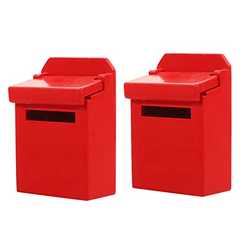 Warmhm 2 Stück Letterbox-Modell Möbel winzig Miniatur klein bastelset bastelmaterial für bastelsets für Mini-Briefkasten Briefkastenstatue aus Holz hölzern rot von Warmhm
