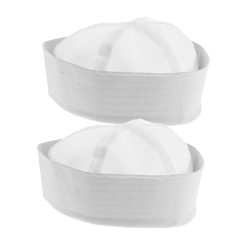 Warmhm 2 Stück Matrosenhüte für Kostüm Party Erwachsenen Cosplay Zubehör für Maskerade Karneval und Themenfeiern Weißer Sailor Hut für Dress Up Events von Warmhm