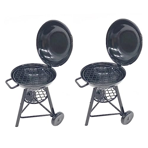 Warmhm 2 Stück Mini-Grill Puppenhausofen Puppenhausgrill Mini-ofen Kinderspielzeug Outdoor-Szene Puppenhaus 1:12 Haushaltsverzierung Ofenmodell Eisen Black von Warmhm