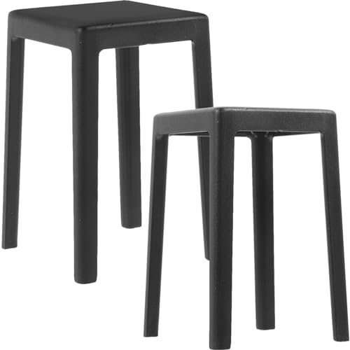 Warmhm 2 Stück Mini-Hockerstuhl Bausatz Puppe Miniatur bastelset basteln für gartendekoration Toy Mini-Haushocker Modell eines Mini-Kunststoffhockers Plastik Black von Warmhm