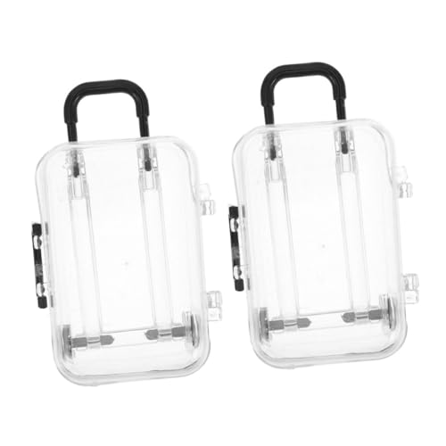 Warmhm 2 Stück Mini -Kleidung Aufbewahrungsbox Mini-Koffer Mini-Puppenhaus-Zubehör mini aufbewahrungsbox Party Dekoration partygeschenke Mini-Tragekoffer Mini-Plastikkoffer Transparent von Warmhm