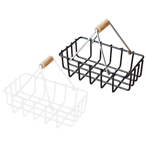 Warmhm 2 Stück Mini Körbe Weidenkörbe Puppenhaus Aufbewahrungskorb Puppenmöbelwagen Miniatur Ornament Heim Ornament Miniatur Korb Zum Basteln Winziger Korb Legierung von Warmhm