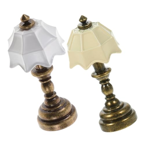 Warmhm 2 Stück Mini-Schreibtischlampenmodell Miniaturtischlampe Miniatur -Schreibtischlampe Kreativ Beleuchtung für puppenhaus kleine tischlampe Miniaturlampen Puppenhaus Licht Legierung von Warmhm
