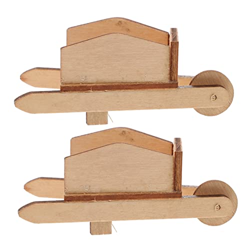 Warmhm 2 Stück Mini-Wagen Puppenhaus-Schubkarren Mini-Cart-Schubkarren Minikarrenkarren Living Room Decoration wohnzimmerdeko Mini-Schubkarren-Modelle Miniatur-Schubkarren-Modelle Holz von Warmhm