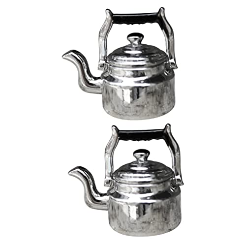 Warmhm 2 Stück Mini Wasserkocher Flasche Herd Warmwasserboiler Figuren für kinderspielzeug lebensechter Wasserkocher Küche Mini-Wasserkocher Legierung Silver von Warmhm