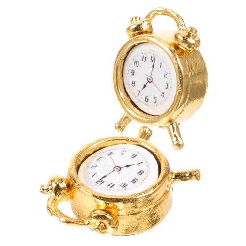 Warmhm 2 Stück Mini-Wecker entwicklung kindliche entwicklung gieskanne kinderspielzeug kinderknallzeug Room Decor for Mini Uhr Spielzeuguhr Mini-Uhren Legierung Golden von Warmhm