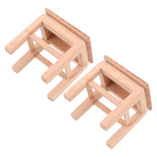 Warmhm 2 Stück Mini-bankmodell Miniaturhauszubehör Puppenstuhl Miniatur-Bank Mini-puppenhauszubehör Puppenmöbel Puppenbank Kleiner Hocker Mini-hocker Aus Holz Mini-holzstuhl Hölzern Khaki von Warmhm