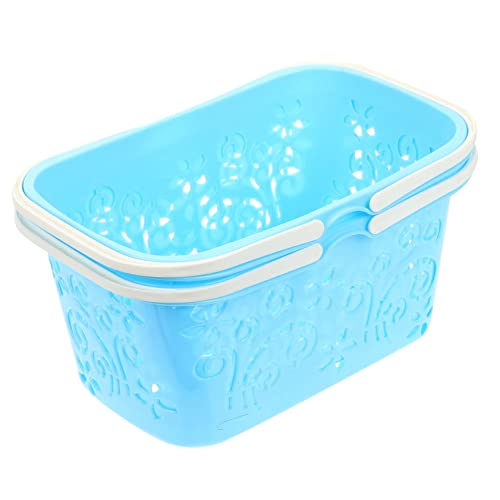 Warmhm 2 Stück Obstkorb Lebensmittelladen Kleiner Korb Miniaturkorb Miniaturhaus Kleine Körbe Ornamente Miniatur Einkaufskorb Kleine Körbe Blauer Kunststoff von Warmhm
