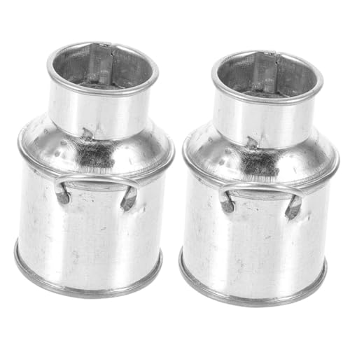 Warmhm 2 Stück Puppenhaus Blecheimer Große Vase Für Blumen Miniatursachen Container Künstlich Kleine Kunstpflanzen Dollhouse Decor Weißblech Mini- Zinn Kleine Vase Silver Metall von Warmhm