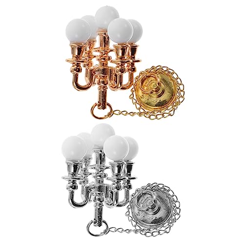 Warmhm Mini-kronleuchter 2 Stück Miniatur- -deckenlampen Einzigartiges Dekoratives Accessoire Für Miniaturhäuser von Warmhm