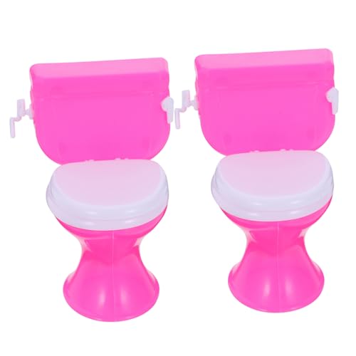 Warmhm 2 Stück Puppenhaus-Toilette winzige Möbel Puppenhaus-Töpfchen Miniatur kinderzimmer zubehör Safe Toy funnytoys Mini-Haustoiletten Simulation Mini-Toilette Plastik Rosa von Warmhm