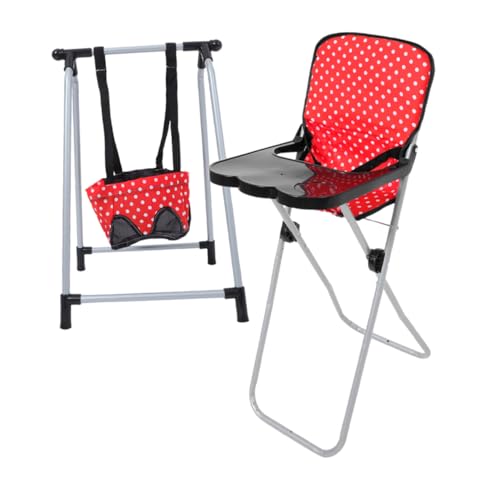Warmhm 2 Stück Puppenzubehör Babypuppe Mit Zubehör Babypuppenhochstuhl Schaukel Für Babypuppenhochstuhl Babyhochstuhl Für Puppen Babypuppenmöbel Babypuppenstuhl Rot Kunststoff von Warmhm