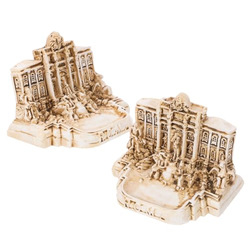 Warmhm 2 Stück Römisches Wunschbecken Modell Stadt Souvenir Renaissance Kollektion Italienische Architekturfigur Trevi Brunnen Dekoration Aquarium Gebäude Ornament Architektur von Warmhm