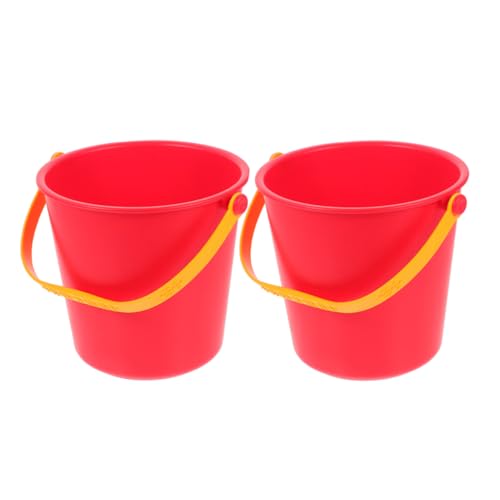 Warmhm Multifunktions-Outdoor-Eimer Für Jungen Und Mädchen 2er-Pack Rote Sandeimer Mit Griffen Stabile Konstruktion Für Strand- Und Sandspiele von Warmhm