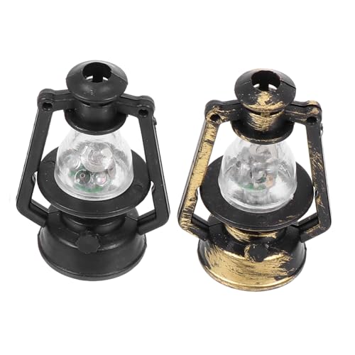 Warmhm 2 Stück Simulation Petroleumlampe Form Laterne Ornamente Für Mini Petroleumlampe Schmuck Miniatur Petroleumlampe Retro Foto Requisiten Möbel Modell Kunststoff von Warmhm