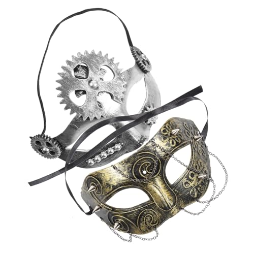 Warmhm 2 Stück Steampunk Masquerade Masken mit und Kettendekor Vintage Karneval Maskenball Accessoires für Damen Herren Fasching Kostüm Party Warmhm 2 Stück Steampunk Masquerade Masken mit und Kettendekor Vintage Karneval Maskenball Accessoires für Damen Herren Fasching Kostüm Party von Warmhm