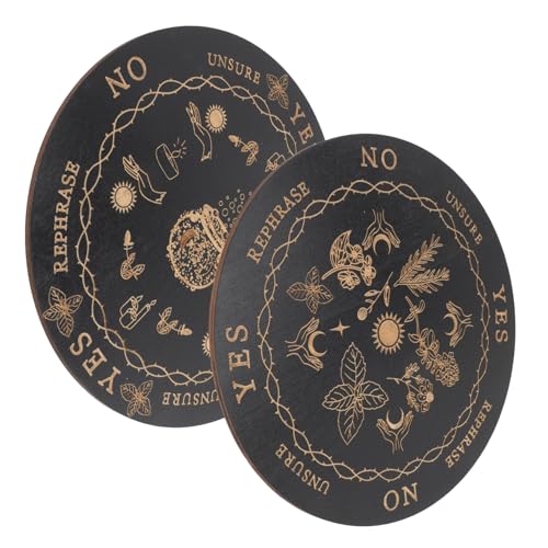 Warmhm 2 Stück Tarotkarten aus Holz Wünschelrute Message Board Pendel-Antworttafel Retro Nachricht mit Board- Planke Spiritboard Weissagungszubehör hölzern Black von Warmhm