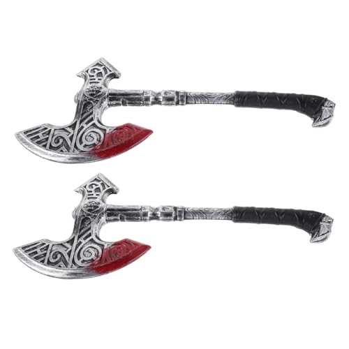 Warmhm 2 Stück Teiliges Fake Axt aus Kunststoff Realistische Cosplay Requisite Detailgetreu Gestaltete Mittelalter für Halloween Ritter und Kostümparty Zubehör von Warmhm
