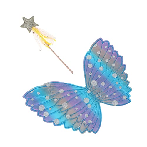Warmhm 2 Stück Teiliges Flügel Kostüm für Zauberstab für Karneval Halloween und Cosplay Blau und Gold Strapazierfähig und Leicht zu Tragen von Warmhm