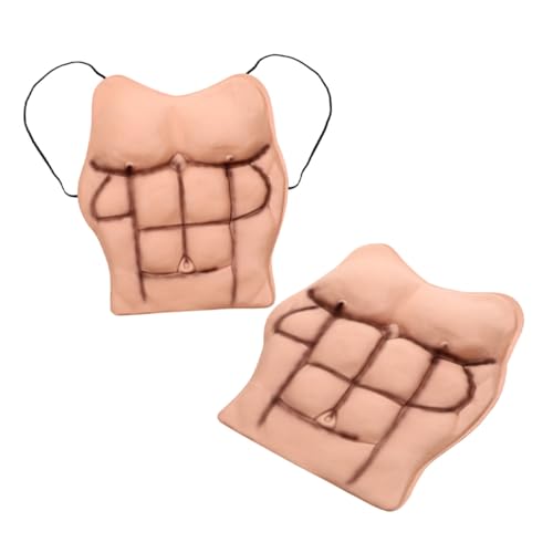 Warmhm 2 Stück Teiliges Künstliche Männer Brustmuskeln und Bauchmuskel Prop Realistische Muskeloptik Leicht Atmungsaktiv Wiederverwendbar für Cosplay Halloween und Themenpartys von Warmhm