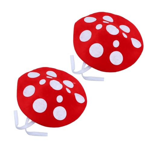 Warmhm 2 Stück Teiliges Pilz Mütze Roter Pilzhut Beret Atmungsaktiv Leicht Verstellbar für Halloween Kostüm Party Cosplay Renaissance Mittelalterliche Verkleidung Unisex Erwachsene von Warmhm