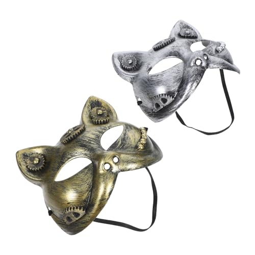 Warmhm 2 Stück Tier Cosplay Cyborg Maske für Cat Kostüm Party Masquerade Mardi Gras Ball Stilvolle Halbschalen Maske Warmhm 2 Stück Tier Cosplay Cyborg Maske für Cat Kostüm Party Masquerade Mardi Gras Ball Stilvolle Halbschalen Maske von Warmhm
