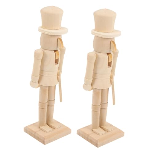 Warmhm 2 Stück Unbemalte Holz Figur DIY Bastelmaterial Große Weihnachtsdekoration Holz Soldat zum Bemalen für Festliche Anlässe und von Warmhm
