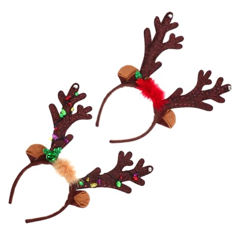 Warmhm 2 Stück Weihnachts Haarreif mit Glocken und Leuchtenden Rentierhörnern für Festliche Anlässe und Weihnachtsfeiern mit LED LED Accessoire für Familie und von Warmhm