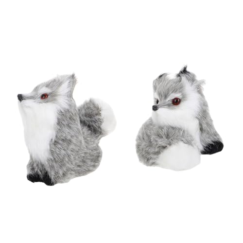 Warmhm 2 Stück kleine fuchsverzierung Plüsch Tierchen Plüschtier Fuchs realistisch Fox Plüsch ausgestopft Figur Plüschfuchs Simulationstiere Fuchs Ornamente pelziger Plüsch Plastik Grey von Warmhm