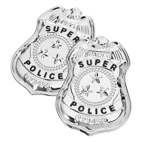 Warmhm 2 Stücke Polizeiabzeichen Halloween schlüpfeier Brooch pin brosche pin Cosplay -Accessoires Cosplay- tragbares -Cosplay-Abzeichen Party-Cosplay-Requisite Eisen Silver von Warmhm