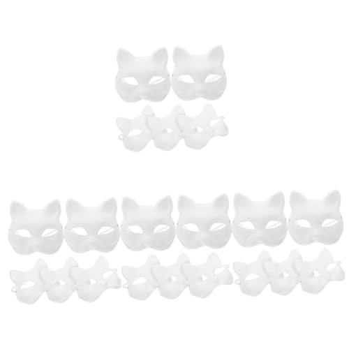 Warmhm 20 Stk Halbgesichts-Katzenmaske Gesichtsmaske the hallow Halloweenkostüm Kostüm für Kinder bemalbare Papiermasken für den Karneval Cosplay-Halloween-Party-weiße Masken Kleidung von Warmhm