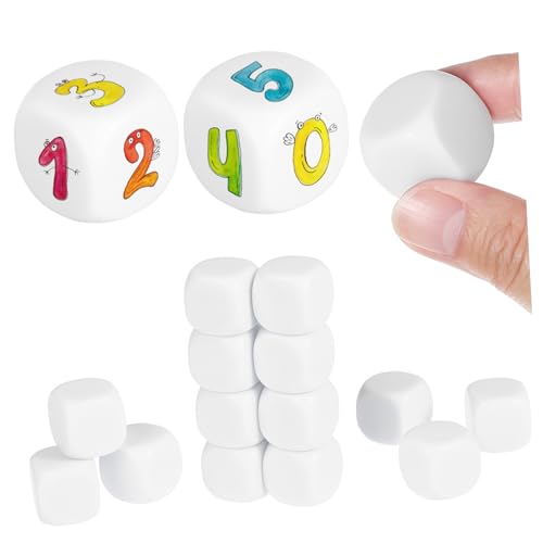 Warmhm 20 Stück 20 Mm Acrylwürfel Einseitig Benutzerdefinierte Würfel Spielwürfel Selber Machen Runden Würfel Liefern Leere Sechsseitige Würfel Sortiert Klassenzimmer Weiß von Warmhm