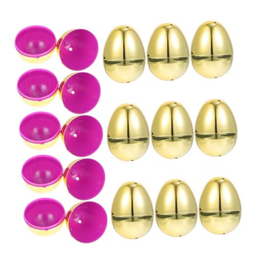 Warmhm 20 Stück Dekoratives Osterei- schmücken Dekorationen Stuffer groß Party fillable easter eggs plastik ei Eierdekoration zu öffnendes Osterei Befüllbare Eierornamente Golden von Warmhm