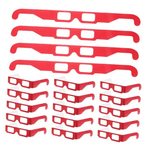 Warmhm 20 Stück Feuerwerksgläser Beugungssonnenbrillen -prismenbrille Kaleidoskop-rave-brille Regenbogenbeugungsgläser Partybrille Papier Rot von Warmhm