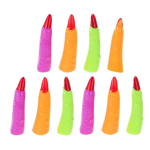 Warmhm 20 Stück Gefälschte Nagel- Hexenfinger zum Vorlesen für falsche Fingernägel Hey Halloween nägel Halloween Nails Zombie-Cosplay-Stütze Halloween-Streichdekore PVC von Warmhm